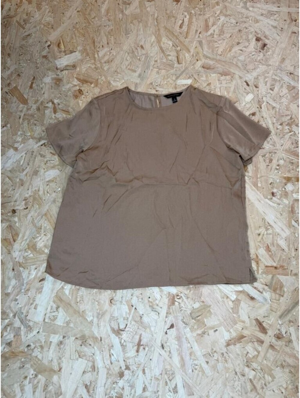 Banana Republic Womens Top Small S Brown Tan Short Sleeve Crew Neck Blouse